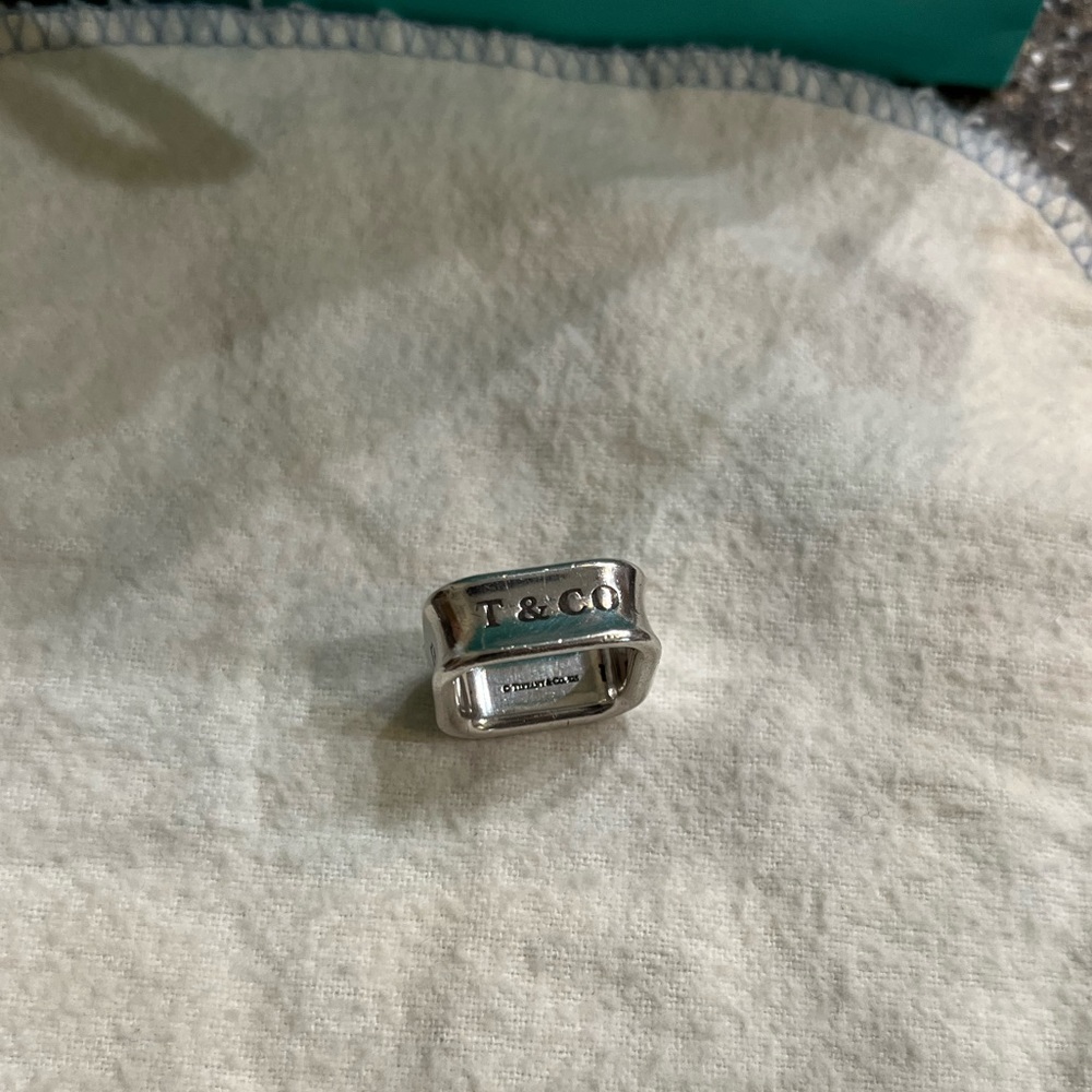Tiffany & Co sterling silver square ring. About a size 6.